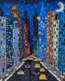 Resim Sayılarla Boyama Seti - Gece Işıkları - 60x75 