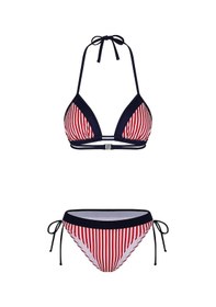 Resim Bonesta Lanao Üçgen Kırmızı Beyaz Çizgili Bikini Takımı Lacivert 