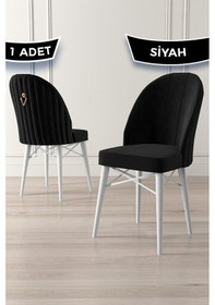 Resim Canisa Ritim Serisi Beyaz Gürgen Ayaklı 1.sınıf Babyface Kumaş Siyah Sandalye Gold Halkalı 1 Adet Sandalye Siyah Ayaklar Beyazz 