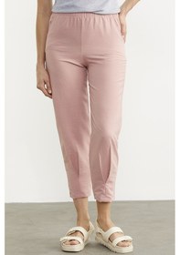 Resim Paça Büzgü Detaylı Krep Pantolon - Pembe 001 