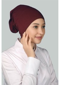 Resim Altobeh Hazır Pratik Geçmeli Uzun Boru Tesettür Bonesi - Bordo 