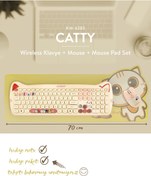 Resim Everest Wireless/ Kablosuz Bağlantılı Ultra Sessiz Özel Tasarımlı Q Klavye Mouse Mouse Pad Set 