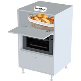 Resim Modilayn Silva 2 Kapaklı 59,6 X 119,2 X 56 Cm Özel Ölçü Ekmeklikli Mini Midi Mikrodalga Fırın Dolabı 