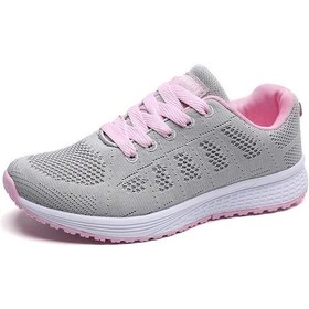 Resim Gri 35-44 Erkek Kadın Nefes Spor Ayakkabı Unisex Koşu Ayakkabıları Spor Spor Rahat Ayakkabılar Gri 