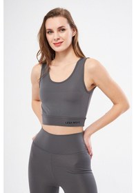 Resim Lesa Wear Halter Yaka Spor Sütyeni Crop Top Füme 