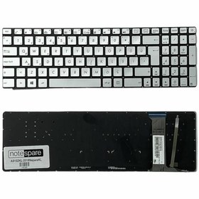 Resim Notespare Asus ile Uyumlu NSK-UPPBC 0T, NSK-UPPBC 1, NSK-UPPBC 1D Notebook Klavye Işıklı Gümüş Gri TR 