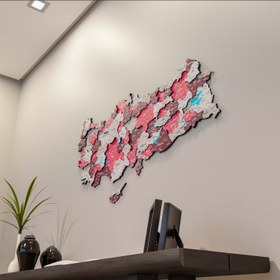 Resim Türkiye Siyasi Haritası - UV Baskılı 3D Ahşap Duvar Dekoru (Crimson) - 90x46 cm 