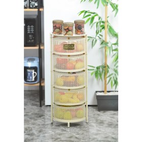 Resim Evistro 5 Katlı Metal Açılır Kapanır Paslanmaz Sebzelik Krem 