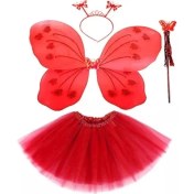 Resim Alvo Store Kırmızı Kelebek Kostümü - Kostüm Aksesuar Seti 4 Parça 