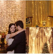 Resim Peri Telli Perde Led 3x3 metre, Uzaktan Kumandalı, Usb'li, 8 Animasyonlu 10 Saçaklı 300 Ledli 