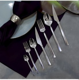 Resim Fecra Doğa 101 Parça Sade Çatal Kaşık Bıçak Takımı Gümüş 