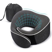Resim Boyun Desteği için Ergonomik Seyahat Yastığı - %100 Poliüretan Köpükten Yapılmış Yumuşak Konturlu Tasarım, Taşınabilir Depolama Çantasıyla, Uçak, Araba, Ofis & Ev Kullanımı İçin Siyah, Seyahat Boyun Yastığı, Araç Konfor Aksesuarı, Şık Uyku Aksesuarı, Ayarlanabilir Rahatlama Seviyesi 