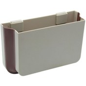 Resim Araç İçin Koltuk Yanı Arkası Katlanabilir Su Geçirmez Çöp Kutusu Bej 