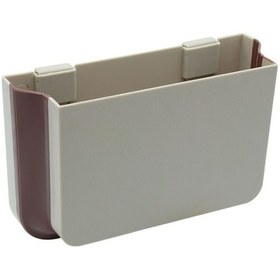 Resim Araç İçin Koltuk Yanı Arkası Katlanabilir Su Geçirmez Çöp Kutusu Bej 