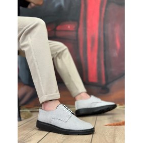 Resim BA0003 Bağcıklı Klasik Spor Gri Renk Siyah Taban Keten Yüksek Taban Casual Erkek Ayakkabı 