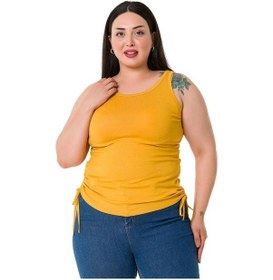 Resim Büyük Beden Kalın Askılı Yanları Tünelli Viskon Hardal Body-hardal Hardal 