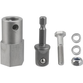Resim Honmex Stahl Çelik Kablosuz Matkap Uyumlu Çekici Jek Pot Çevirici Adaptör Seti 15x13x4cm, 142g 