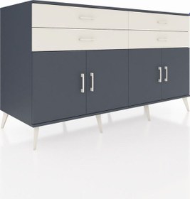Resim Kronos Konsol 2 Raflı 4 Çekmeceli 8 Kapaklı 176x59x99 Antrasit-an Antrasit-antrasit/aytaşı 