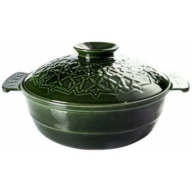 Resim Lava Anatolia Selçuklu Güveci Çap Ø 26 Cm. - Majolica Yeşil Ahşap Kaşık Hediyeli Yeşil 