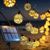 Resim Outdoor Güneş Enerjili Fas Topu Işıklar, 30/20 LED IPX4, 8 Fonksiyonlu Işık Zinciri - Noel Ağacı, Cadılar Bayramı, Bahçe, Kamp, Parti, Bağımsızlık Günü, Düğün, Baloya, Doğum Günü ve Bahçe Dekorasyonu İçin 