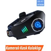 Resim Exenar Intercom Motorcu Kask Kulaklık Bluetooth 1080P Kamera Kayıt 32GB Hafıza Kart Hediye Interkom Ipx6 