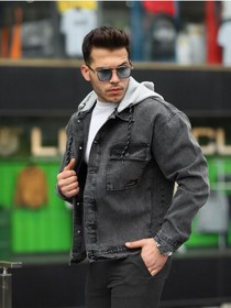 Resim Erkek Kar Yıkama Kapüşonlu Çıkarılabilir Kapüşonlu Oversize K... Antrasit - Siyah 