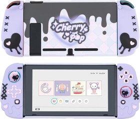 Resim Nintendo Switch ile Uyumlu GeekShare Koruyucu Kılıf - Mor Switch İnce Kapak Kılıfı Nintendo Switch ve Joy Con için 2 Başparmak Kavrama Kapaklı Sert Kabuk Kılıf - CherryPop 