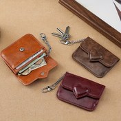 Resim Vintage Yağ Wachs Madeni Para Cüzdanı Anahtarlık ile - Retro Mini Cüzdan Erkekler ve Kadınlar için, Anti-Manyetik Çoklu Yuva Tasarımı, Kahverengi, Mavi, Kırmızı, Kahverengi, El Yıkamalı, Kimlik ve Kart Tutucu, Retro Cüzdan | Vintage Madeni Para Cüzdanı | Antimagnetic Cüzdan, Küçük Cüzdan 