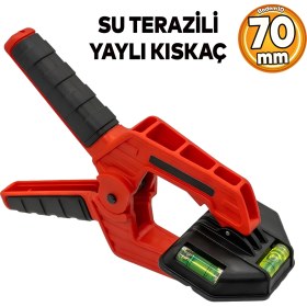 Resim Badem10 Yaylı Kıskaç Su Terazili Kırmızı Mandal El Tip İşkence Klips Hobi 70 mm 