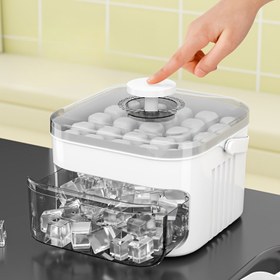 Resim 25/50 küp yapabilen taşınabilir buz tepsisi, kolay açılır kapaklı ve çift katmanlı saklama bölmesi. Kompakt tasarımıyla buzdolabı için ideal—kahve ve soğuk içecekler için mükemmel hediye seçeneği! 