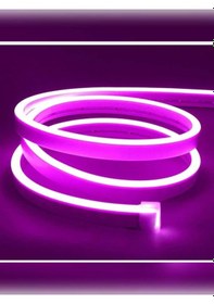 Resim Pembe Renk Neon Led 1 Mt 12 Volt Trafo Li Tak Fişe Çalıştır Renkli 