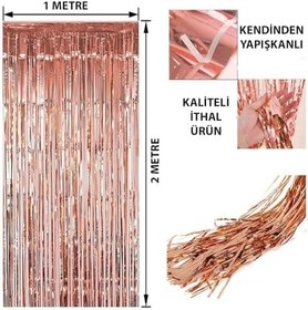 Resim Rose Gold Püsküllü Kapı Perdesi 