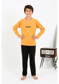 Resim Akbeniz Erkek Çocuk Uzun Kol Penye Pijama Takım 20438 Sarı 