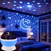 Resim 1 adet Yıldız Ay Projeksiyon Gece Lambası, USB ile Çalışan Çok Renkli Galaksi Etkisi ve Dönen Yıldızlar ve Hilal | Oturma Odası, Yatak Odası, Oyun Odası, Ev Sineması Dekorasyonları, Noel ve Cadılar Bayramı Aydınlatması için Mükemmel, Ay ve Yıldızlar Süslemesi 