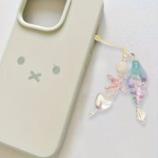 Resim Pastel Okyanus Telefon Zinciri - Deniz Kabuğu ve Yıldız Balığı Kolye Ucu ile İridiscent Mavi-Mor-Yeşil Plaj Takısı, iPhone, Kulaklık, Anahtarlar için Dekoratif Aksesuar, Kadınlar İçin Sahil Temalı Hediye, Telefon ve Anahtarlık Süsü, İnci Parıltılı Tasarım 