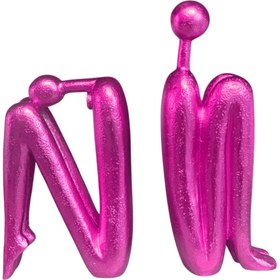 Resim Abstract Bookends Set of 2, Modern Figurines for Shelf or Desk Decor, Abstract Bookends, Modern Bookshelf Decor, Polyester Bookend Set - Object-29 
