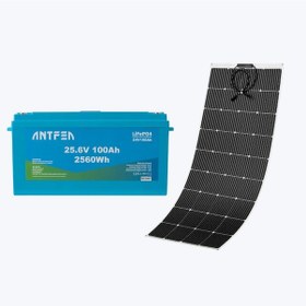 Resim Antfea 25.6v 100ah Abs Lityum Akü Lifepo4 + 200w Esnek Güneş Paneli 