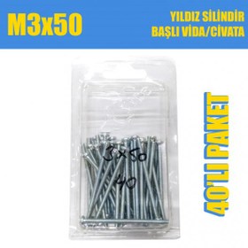 Resim M3X50 Yıldız Silindir Başlı (Ysb) Vida/Civata 40 Adet 