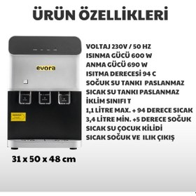 Resim Tezgah Üstü Sıcak Soğuk Arıtmalı Su Sebili Gri Premium 