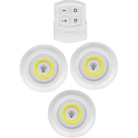 Resim Delixa Uzaktan Kumandalı 3 Lü Spot LED Lamba Kablosuz Pilli Işıldak 