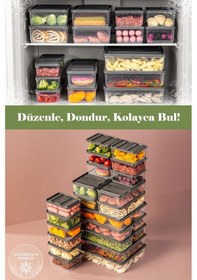 Resim Vienev 24'lü Buzdolabı Düzenleyici Organizer Mikrodalgaya Uygun Difriz Saklama Kabı Gri Gri 