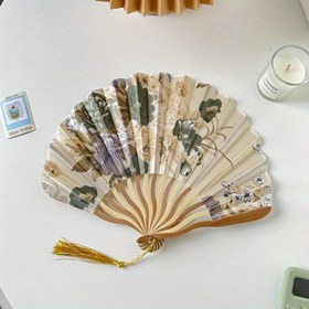 Resim Kültürel Eğilimliler için Dekoratif Püskül ile Elde Taşınabilir Soğutma Aksesuarı, Sanatçı Mürekkep Tasarım, Kumaş Abajur Malzemesi, Şık Çin Vintage Stil Katlanabilir Fan 