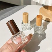 Resim Parfüm Dolum Şişesi 10 ml, Bambu, Ceviz, Huş Ağacı Kapaklı Zarif Cam Sprey Kaplar, Kokular ve Esanslar İçin Boş Atomizer 