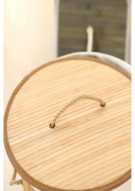 Resim Bambu Yuvarlak Kirli Çamaşır Sepeti Katlanabilir Bambu Kirli Çamaşır Sepeti Bambu 