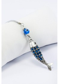 Resim Turkuaz Parlak Taşlı Balık Turkuaz Cam Nazar Boncuğuaraba Dikiz A 