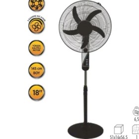 Resim Raks Cata Datça 5 Pervaneli Ayaklı Vantilatör 65 W Siyah Gövde Özellikli 3 Kademeli CT-3021 
