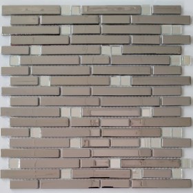Resim MozaiKristaL Mutfak Tezgah Arası ve Iç Dekorasyon Için 15x48x73x98x4 mm Gümüş Inox- Renksiz Ayna Kristal Mozaik. ( 1 Koli = 1 m2 Fiyatıdır ) 
