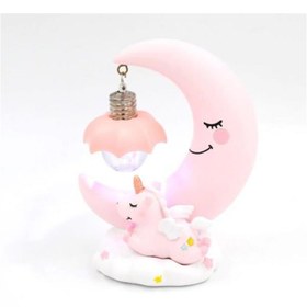Resim Genel Markalar Dekoratif Ay Dede Ve Minik Unicorn Temalı Masa Lambası Ve Biblo 