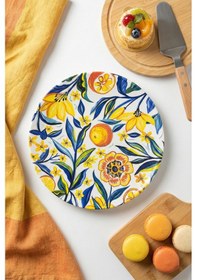 Resim Grandora Renkli Narenciye Çiçek Desenli 6 Adet, 27 Cm Servis Tabağı Pasta, Tatlı, Kahvaltı Tabağı Seti Çok Renkli 