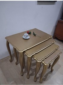 Resim Zigon St 90640 Klasik Model Sehpa Parlak Gold Renk Kayın Aslan Ayak El Yapım Gold 